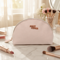 Pochette de maquillage personnalisée en cuir PU avec logo privé, petite trousse de toilette de voyage pour femme, organiseur de cosmétiques pour la beauté