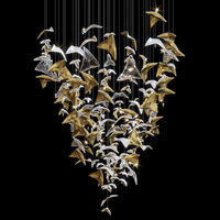 Long lustre LED personnalisé pour intérieur hôtel villa centre commercial escalier style moderne lampes suspendues verre laiton ovale carré pour la maison