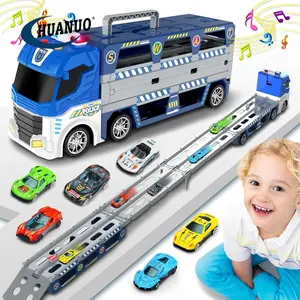 子供たちはLED照明と音楽の歌のおもちゃのトラックでカタパルトカーキャリアトラックカーセットを変形させます