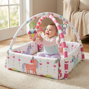 <span class=keywords><strong>Tapis</strong></span> de jeu licorne rêveuse pour nouveau-né avec piscine à balles, parc de jeu sécurisé pour tout-petits, enclos respirant avec murs de protection en maille, cadeau pour bébé - Product Image 3