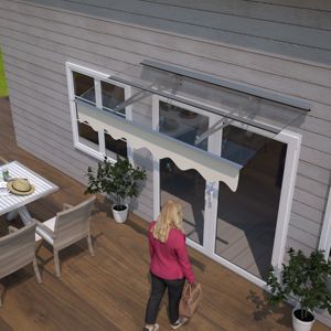 Db 5934W loạt cửa sổ mái hiên tán 0.137 inch/3.5mm dày hầu như tinh thể rắn Polycarbonate tấm PVC w59xd34 - Product Image 1