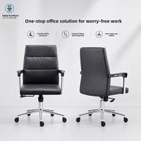 Chaise de bureau ergonomique en cuir à dossier haut, style minimaliste moderne, inclinable, confortable, avec accoudoirs pivotants et réglables, idéale pour l'étude et les conférences