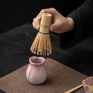 Kit de bol en céramique en forme de feuille de lotus pour rituel matinal conscient, outil de préparation professionnel en <span class=keywords><strong>bambou</strong></span> naturel durable - Product Image 4