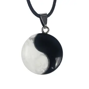 2023 новейший продукт Yin Yang Tai Chi черный агат белая сосна Багуа маятник для коллекции