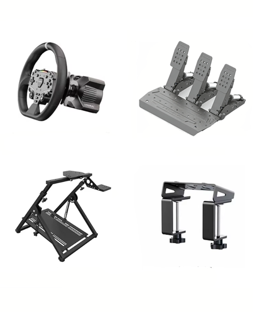 Moza R3 3 Pedal Bundle Direct Drive Wheel Base Peak Torque App Cloud Control With Steering Wheel Pedals Table Clamp