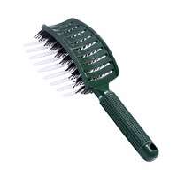 Brosse à cheveux démêlante à poils de sanglier, à poignée texturée antidérapante, courbée pour le contour du cuir chevelu, ventilée, pour un séchage rapide et un style salon