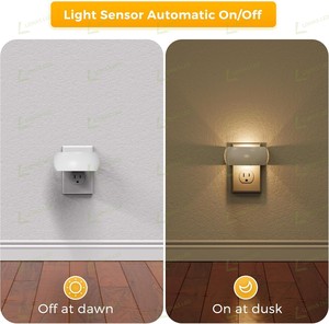 Luces nocturnas retroiluminadas LOHAS, enchufe en la pared, carcasa blanca, Sensor automático de <span class=keywords><strong>anochecer</strong></span> a <span class=keywords><strong>amanecer</strong></span>, lámpara LED para dormir, luz nocturna para habitación de niños - Product Image 5