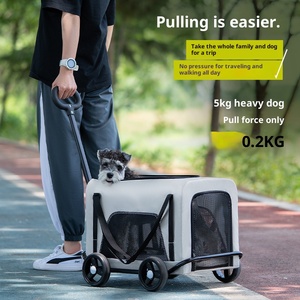 Troli perjalanan hewan peliharaan luar ruangan, produk hewan peliharaan tas pembawa kucing anjing lipat bisa dilepas kotak beroda roda Universal - Product Image 2