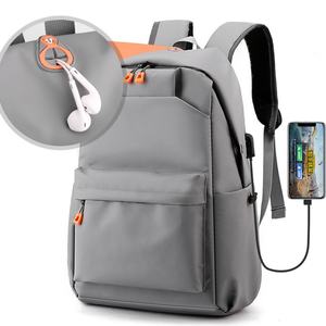 Factory Customized Logo Unisex Waterproof Anti-Theft Nylon Laptop <b>Backpack</b> Zipper Arcuate Shoulder <b>Strap</b> USB Charging Port - Product Image 3