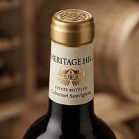 Étiquettes de vin haut de gamme avec estampage à chaud en feuille d'or, impression offset UV sélective pour l'emballage de spiritueux de luxe (whisky)