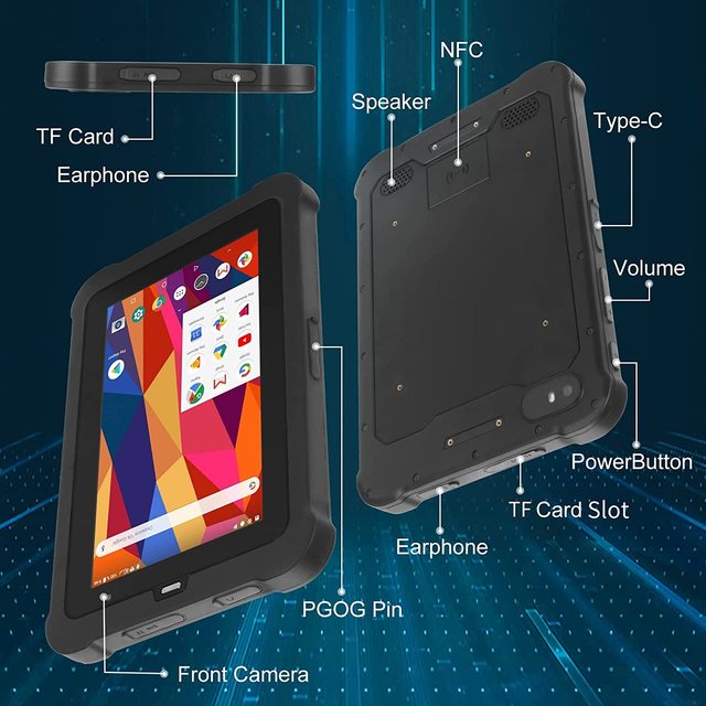 8-Inch IP68 Android 8.1 Rugged Tablet PC Dual Band Industrial Handheld Computer with MTK Processor Dual WiFi