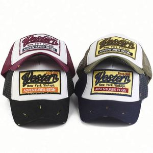 Wholesale in Stock Custom Mesh Embroidered 5 Panel Vintage Distressed Trucker Hat - Product Image 2
