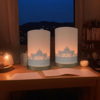 Bougie chauffe-plat à la conception de projection architecturale unique personnalisée pot de bougie en verre à souhaits rétro pour la décoration de festival à la maison
