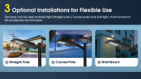 Lampadaire solaire LED 3000K/4000K/6000K tout-en-un, étanche IP65, détecteur de mouvement PIR, certifié CE, éclairage extérieur pour routes