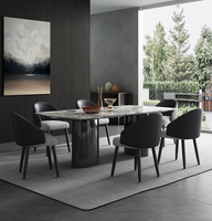 Fournisseur de tables à manger multifonctionnelles modernes OEM&ODM, table de salle à manger en pierre frittée de luxe à finition brillante pour hôtel, hall, appartement