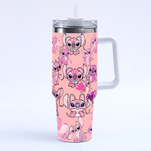 Vaso térmico de acero inoxidable de 40 oz con diseño de Stitch, botella de agua con aislamiento al vacío, taza con asa, tapa y pajita - Product Image 3