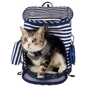 Sac à dos pour animaux de compagnie pratique avec fermeture éclair, rembourrage multi-structure, respirant pour petits chiens et chats, en polyester et maille - Product Image 5