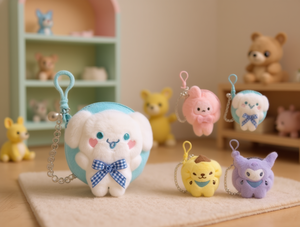 Portamonete in peluche da 10 cm con portachiavi a forma di animale dei cartoni animati per bambini unisex - Product Image 2