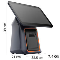 Système de point de vente tout-en-un JSJ85-S-B avec écran tactile capacitif 10 points, paiement par code QR, imprimante thermique intégrée et scanner