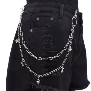 Chaîne de pantalon double couche en métal Yueli, pendentif animal en alliage de zinc, unisexe, style hip-hop, pour usage quotidien, couleur blanc K - Product Image 2