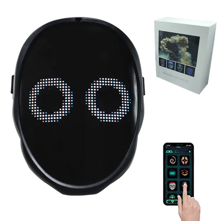 Rechargeable USB App Control LED Face Mask Light neon Face Mask for Halloween Festival dj