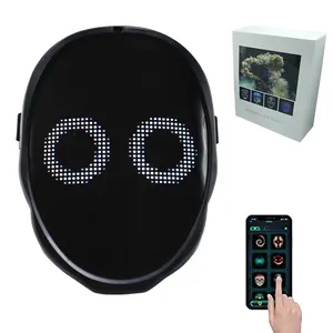 Mascarilla facial recargable por USB, máscara de neón con luz LED, Control por aplicación, para Halloween, Festival, dj