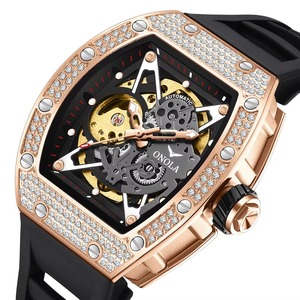 Reloj Deportivo Mecánico Automático para Hombre, Marca Personalizada Drioshipping, Resistente al Agua, Caja Cuadrada de Aleación, Correa de Goma, Esfera de Cristal con Indicadores - Product Image 1