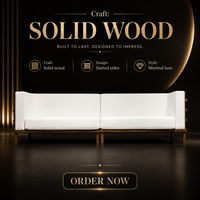 Anpassbares 2-Sitzer Gerades Sofa Minimalistisches Gepolstertes Sofa Holzseitenpaneele Wohnzimmer