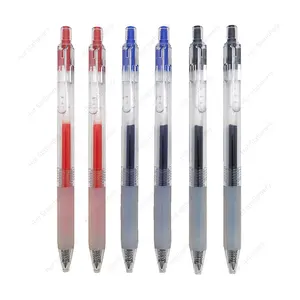 红色蓝色黑色多彩大容量点击白色透明透明盒可伸缩中性笔带手柄