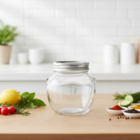 Bocaux en verre carrés en gros de 280 ml, 350 ml, 500 ml, 630 ml avec couvercle métallique doré ou rouge, logo personnalisé pour le stockage de nid d'oiseau, miel, crème, bonbons, gelée