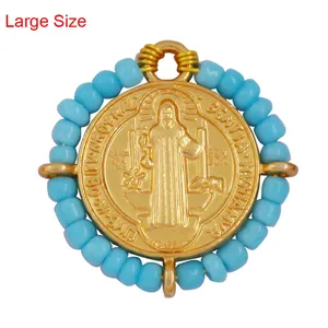 Mode Bohème Style Coloré Perles De Verre Pendentif Charme, Religieux Jésus Vierge Marie Bijoux Collier Bracelet Fourniture K50 - Product Image 5