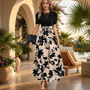 Robe longue élégante à imprimé floral pour femme 2026 - Robe d'été sophistiquée <span class=keywords><strong>taille</strong></span> haute, robe longue chic <span class=keywords><strong>et</strong></span> tendance - Product Image 2