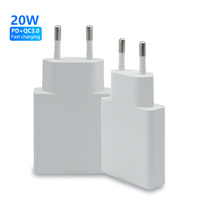 Chargeur mural 20W GaN Tech double port USB-A et Type-C PD2.0 QC3.0, chargeur rapide compact format paume, portable pour iPhone Samsung
