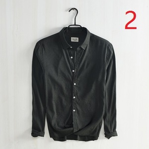 Camisa <span class=keywords><strong>de</strong></span> manga larga <span class=keywords><strong>de</strong></span> lino 4530 elástica para hombre, camisa Retro japonesa <span class=keywords><strong>de</strong></span> Color sólido, Camisa <span class=keywords><strong>de</strong></span> algodón informal <span class=keywords><strong>de</strong></span> negocios para jóvenes, delgada para hombre - Product Image 2