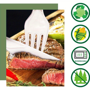 Tenedor y cuchara de almidón de maíz desechable de peso medio, vajilla respetuosa con el medio ambiente de 5g, adecuada para vajilla y cuchillo para eventos - Product Image 6