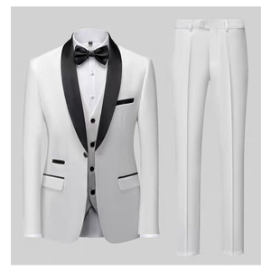 Ensemble de costumes d'affaires pour hommes en 3 pièces, noir et vert, gilet à col en V avec <span class=keywords><strong>pantalon</strong></span> et veste pour mariages et cérémonies - Product Image 2