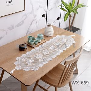 European Style Hollow Lace Table Runner 33X114cm White Washable Home Decoration - Product Image 4