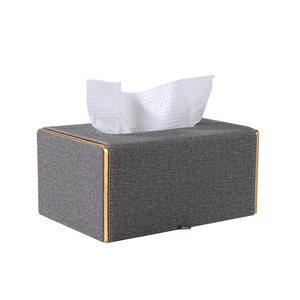 Modern Rectangle Leather Cover Bottom Facial Tissue Gift Box for House Office Hotel Bathroom