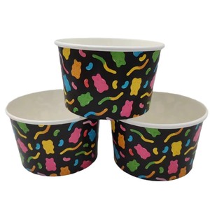 Gobelet à crème glacée en papier jetable personnalisé imprimé 4/6/8/12 oz <span class=keywords><strong>avec</strong></span> couvercle en papier en forme de dôme, vente en gros de gobelets à <span class=keywords><strong>yaourt</strong></span> glacé en papier jetable - Product Image 4