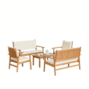 Juego de Sofás de Jardín de Madera de Acacia, 5 Piezas, Muebles de Exterior de Diseño Contemporáneo, Resistentes a la Intemperie - Product Image 1