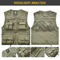 Gilet de pêche, de randonnée, de journalisme, de chasse, de photographie de haute qualité, personnalisé, en toile, multi-poches, pour homme
