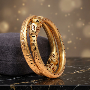 Gold Plated Floral Design Kada <b>Bangles</b> for Women Traditional Luxury Fashion <b>Bangle</b> Dye Gold Kada <b>Bangles</b> - Product Image 4