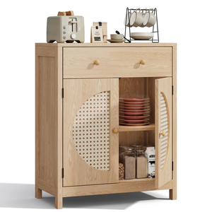 Buffet en rotin élégant avec étagères réglables, meuble de rangement multifonctionnel pour la salle à manger, le salon, l'organisation - Product Image 6