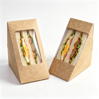 Boîte alimentaire en papier kraft avec impression de logo personnalisé, conteneur jetable de qualité alimentaire pour sandwichs et boulettes de riz