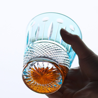 Ensemble de verres à whisky en cristal taillés à la main de style Edo Kiriko multicolores, verrerie gravée de luxe pour bar et cadeau
