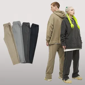 Yls calças de algodão moletom, calças de pista 360gsm streetwear vintage casuais em branco para homens