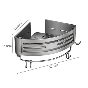 Étagère de rangement triangulaire d'angle pour salle de bain en aluminium sans perçage, panier de douche organisateur - Product Image 6