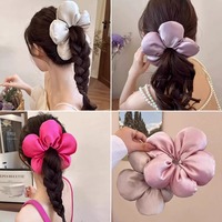 Coletero de satén con diseño floral, elástico, suave y de gran tamaño, para coletas, moños y trenzas, para mujeres y niñas, uso diario, verano