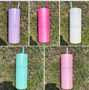 Rts New 20Oz Shimmer Arc Blank Sublimation Straight Skinny Tumbler With Colorful Straw for Heat Press - Product Image 2