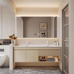 Modern <b>smart</b> makeup bathroom cabinet combination storage mirror cabinet ceramic integrated washbasin washbasin - Product Image 1